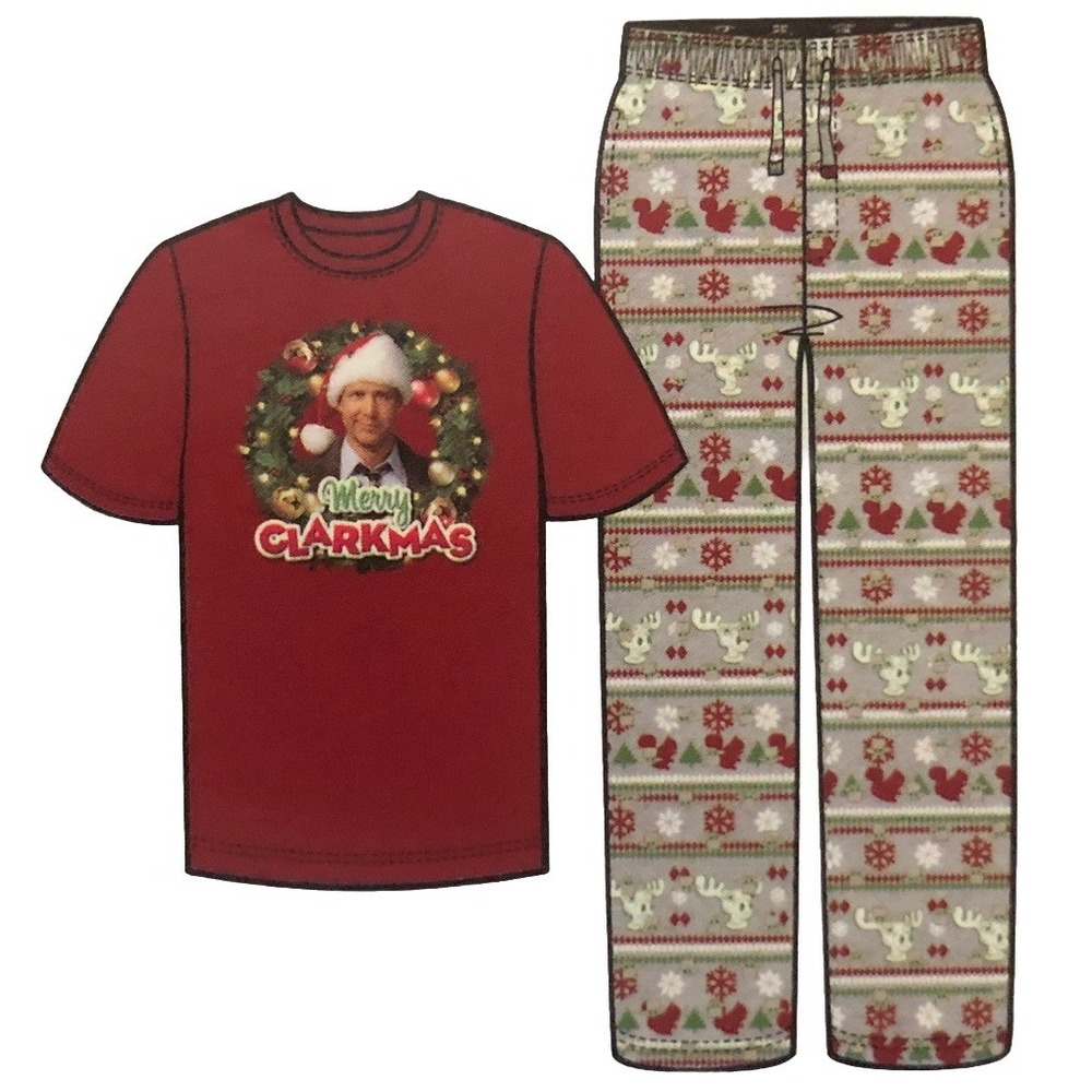 National Lampoons Christmas Vacation Men's Sleep Set XL Griswald Pajamas Red